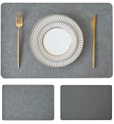 Leetaltree Reversible Faux Leather Placemats Set of 2, 12x17 Inch – Hotel-Quality Heat Resistant ...