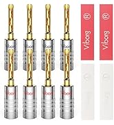 Viborg 4Pairs Hi-end Speaker Banana Plug Connectors 24K Gold-Plated HiFi Audiophile Speaker Banan...