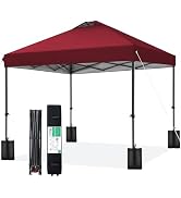 JEAREY 10x10 Pop Up Canopy Tent, Heavy Duty Outdoor Canopy with 1-Push Instant Setup, Commercial ...
