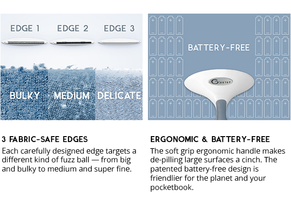 3 fabric-safe edges, ergonomic and battery-free, professional results