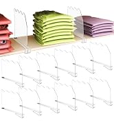 Jucoan 12 Pack Clear Acrylic Shelf Dividers for Closet Shelf Organizer, Closet Shelf Separator fo...