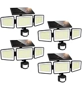UME Solar Outdoor Lights 302 LED 3000LM, IP65 Waterproof Motion Sensor Outdoor Lights, 3 Heads So...