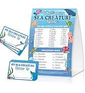EQIUAG What's Your Sea Creature Name, Funny Sea Creature Theme Game Cards Set,1 Game Sign and 30 ...