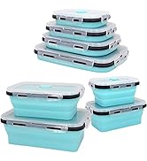Plastic Food Storage Containers With Lids -4PC Silicone Collapsible BPA Free Lunch Box Airtight V...