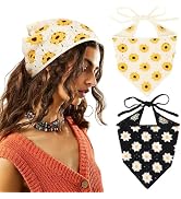 DRESHOW Floral Crochet Hair Bandana Tie Knotted Headscarf Vintage Headband Knitted Head Kerchief ...
