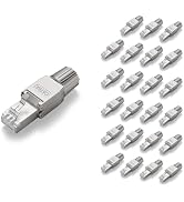 VCELINK Cat6A RJ45 Connectors 23AWG Shielded Tool-Free 10G 24-Pack, Plugs | Easy Installation, Ca...