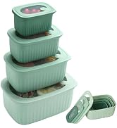 GAGAQI Rectangle Nest Plastic Food Storage Containers Set with Lids | BPA Free Reusable Meal Prep...