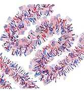 YunPuff 2026 4th of July Garland Decorations, 50Ft Glitter Tinsel Patriotic Decor 250 Anniversary...