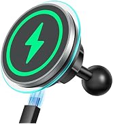 Magnetic Wireless Charging Phone Holder with 20mm Ball Mount for Magsafe Wireless Car Charger, Su...