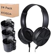 XOSDA Bulk Headphones for Classroom 24 Pack,Wholesale School On Ear Durable Wired Headset for Stu...