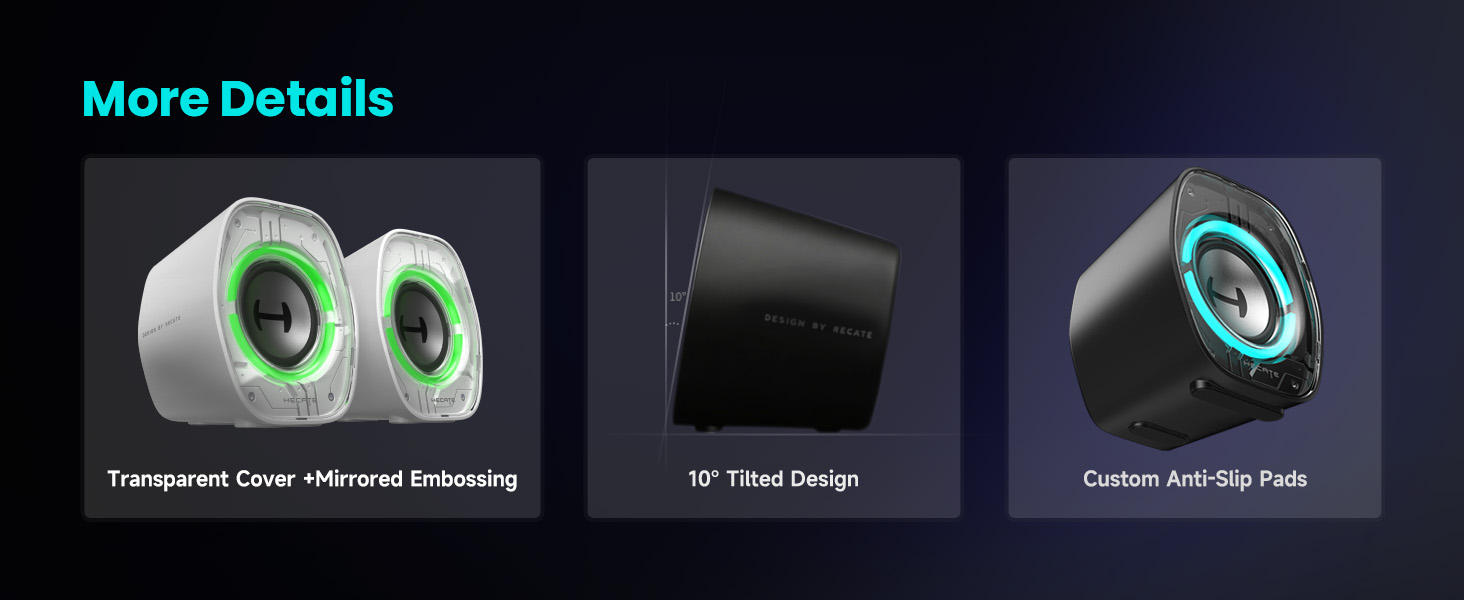 Transparent Cover + Mirrored Enbossing, 10° Tilted Design, Custom Anti-Slip Pads