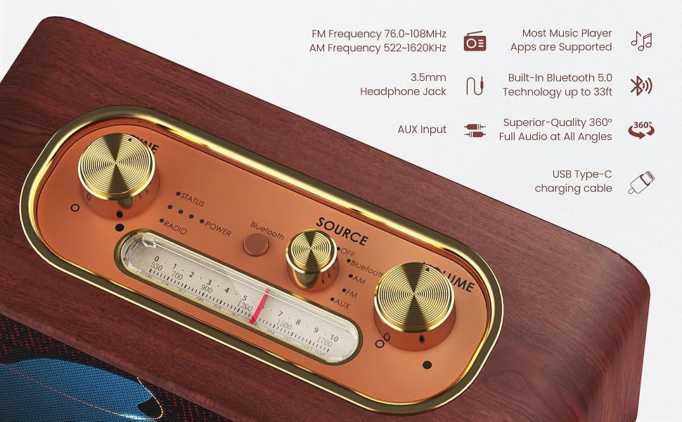 Retro Bluetooth Speaker Portable Bluetooth Speaker Small Wireless Bluetooth Speaker