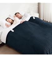 FVERWAG Electric Blanket Queen Size Dual Control, ETL Certified, Navy | Washable Heated Blanket Q...