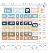 JarThenaAMCS Boho Flip Calendar Bulletin Board Set with 68 Cards & Adjustable Holder Weather Days...