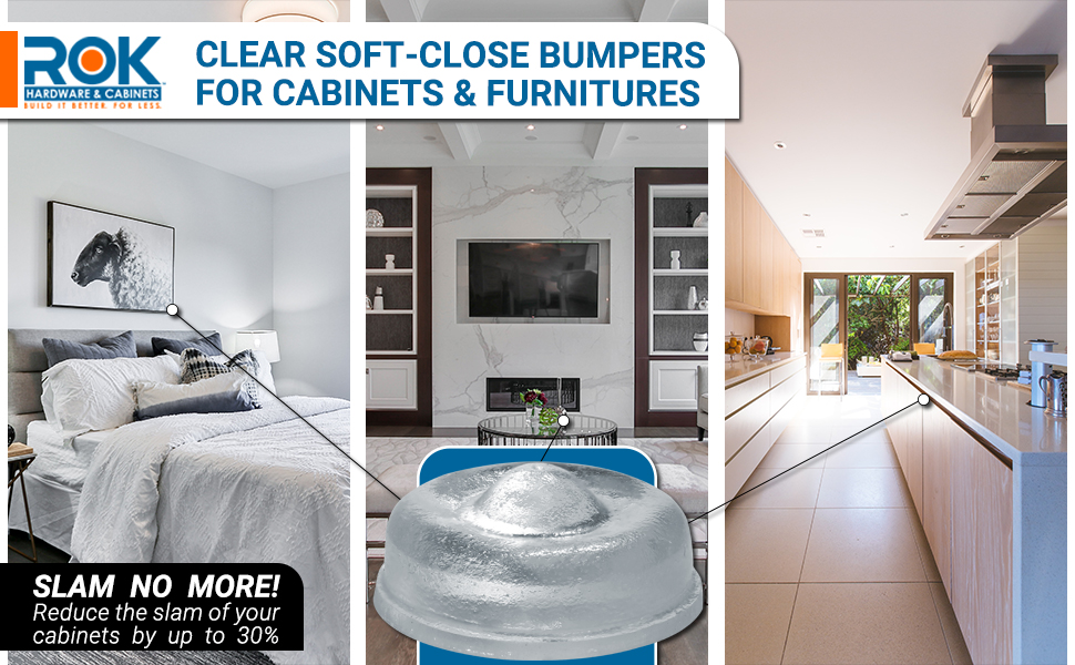 SoftClose Door Drawer Cabinet Furniture Bumpers 1/2 inch (12.7mm) Diameter Clear Self Adhesive Pads