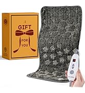 Woomer Faux Fur Electric Heating Pad for Back Pain Relief, Extra Large 17” x 33”, Extended Covera...