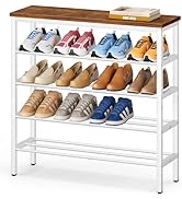 KIMBORA 5 Tier White Shoe Rack for Entryway, Holds 20 Pairs Metal Shoe Rack Organizer for Front D...