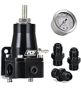PQY Fuel Pressure Regulator with Gauge AN6 Feed & AN6 Return Line Black