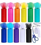 11 Colors Rainbow Tulle Rolls Tulle Netting Rolls Tulle Fabric Spool Ribbon 6" by 25 Yards/Spool ...