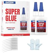 Super Glue 85g (42.5g × 2) SuperGlue All Purpose with Anti Clog Cap, 100 Pcs Gloves and Microtips...