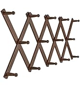 SKOLOO Accordion Wall Hanger, Modern Expandable Coat Rack Wall Mounted, Solid Wooden Wall Hat Rac...