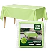 BIOGRN 10 Count Compostable Tablecloths, 54 x 108 Inch Disposable Table Covers, BPI Certified Lig...