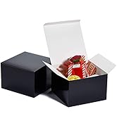 MESHA Black Gift Boxes with Lids 6x6x4'' 50 Pack,Sturdy Bridesmaid Proposal Paper Gift Box for Pr...