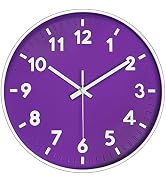 JENLYSTIME 12 Inch Modern Indoor Outdoor Clock,Round Bright Colorful Dial,Non Ticking Silent Quar...
