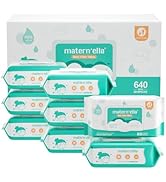 MATERN'ELLA Baby Wipes, Diaper Wipes for Sensitive Skin, Wet Wipes with 99% Water Based, Hypoalle...