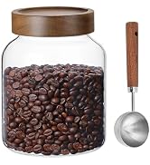 50 Fl oz/ 1500ml Clear Glass Jar with Airtight Screw on Wood Lid and Spoon, Glass Canister for 1....