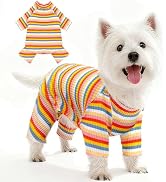 BAEJMJK Striped Dog Pajamas Stretchy Cute Four-Legged Boy Girl Dog Clothes with Sleeves Comfortab...