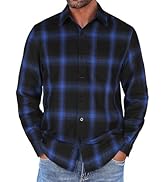 COOFANDY Mens Flannel Shirts Long Sleeve Button Down Shirt with Pocket Casual Shirts Work Shirts ...