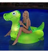 Inflatable Pool Floats Adult with Solar LED Light Up Dinosaur Adult Pool Floating Tube 43/85 inch...