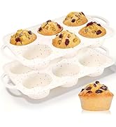 CAKETIME Large Muffin Pan, Metal Reinforced Frame 3.5 Inch Jumbo Silicone Muffin Pan Nonstick 6 C...