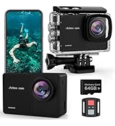 TIMNUT 4K60fps Action Camera Waterproof Camera with 64G SD Card 48MP HD WiFi Camera with EIS 40M ...