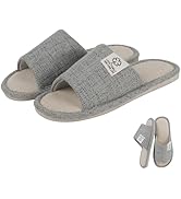 CHGANG House Slippers for Women,Warm Cozy Soft Lightweight Slip-On Open Toe Linen Cotton Slippers...