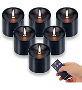 TECHLONG 3"x3" Black Flickering Flameless Candles Waterproof, Halloween Candles Battery Operated ...