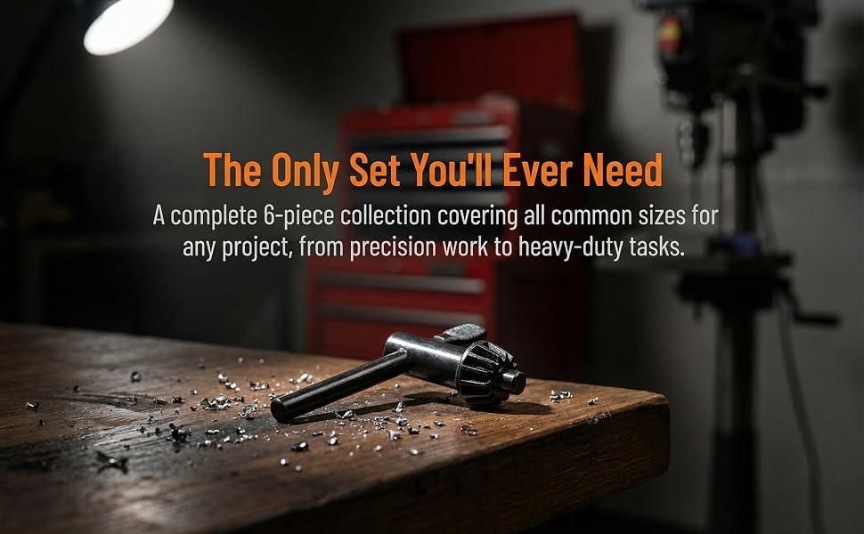 Drill Chuck Key Wrench – 6 Sizes Heavy Duty Chuck Key Set