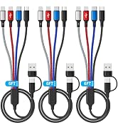 6 in 1 Multi Charging Cable, 3Pack 6FT Multiple Charging Cable, Multi Chargers Cord for All Devic...