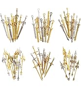 Wowagoga 60 Pieces Swords Charms for Jewelry Making Swords Bookmark Mini Swords Pendants Antique ...