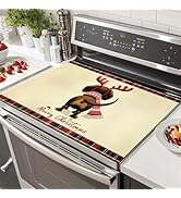 HOMETITUTE Stove Top Covers for Electric Glass Stove 28x20 Inch Christmas Dog Reindeer Design Hea...