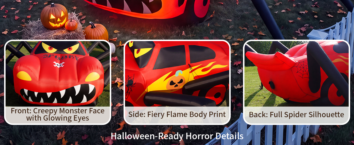 Super Giant 19.7 FT Halloween Inflatables Spider Car Outdoor Decorations