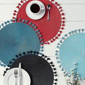 An image of four braided placemats