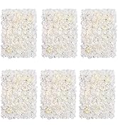 LIUCOGXI 6 Pack Artificial Flower Wall Panels White Rose Hydrangea Flower Wall Mat Screen Trellis...