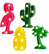 Cute Hawaiian Party Decoration Lights - Mini LED Flamingo Pineapple Palm Tree Cacti Signs, Summer...