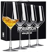 NORIMODA White Wine Glasses Set of 4, 14oz Lead-free Glassware With stem, Gift for Wine Lovers