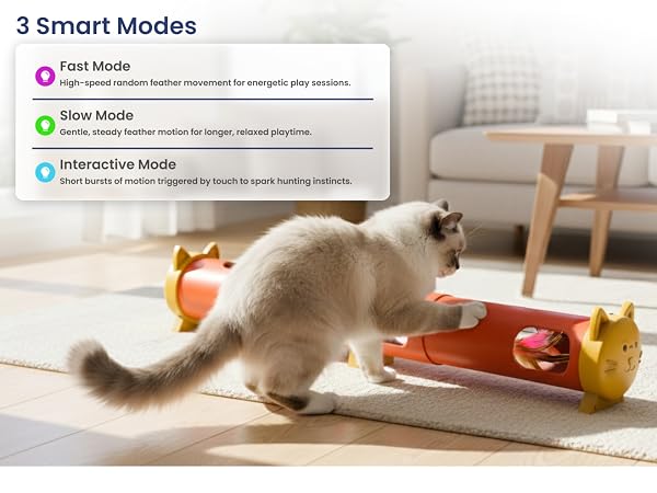 Cat toy with 3 smart play modes