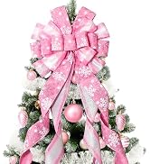 Christmas Tree Topper Christmas Wreath Bow, 52 * 13 inches Large Tree Toppers Bow with Snowflake ...