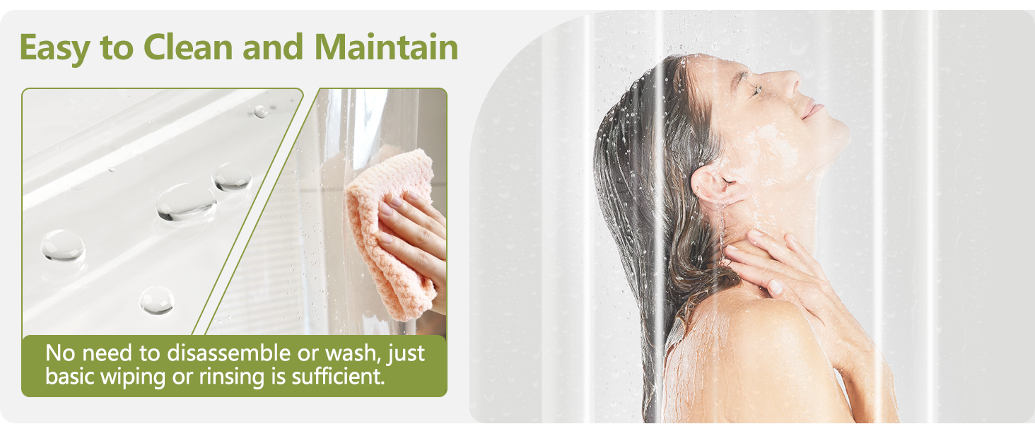Seenus Bathroom PEVA Clear Shower Curtain Liner Weighted with 3 Large Magnets