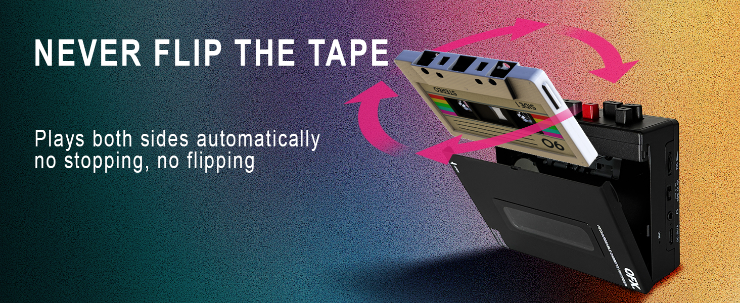Never flip the tape graphic. Play both sides automatically no stopping